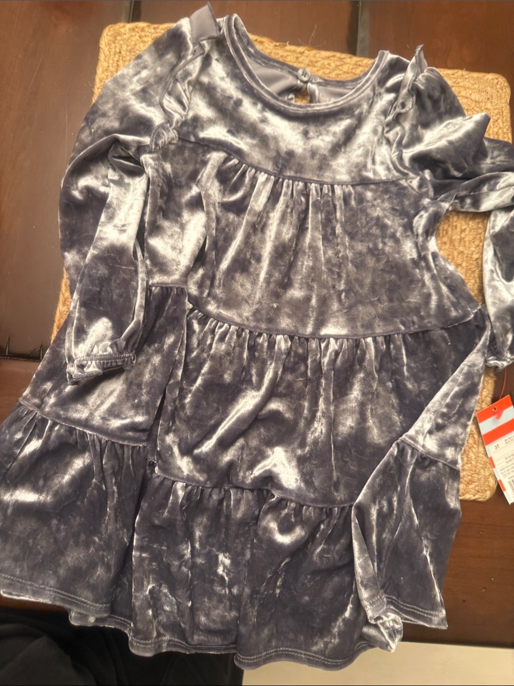 Cat & Jack Shimmery Slate Velvet Dress - Gray
